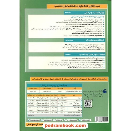 خرید کتاب دروس طلایی چهارم ابتدایی / راهنمای گام به گام دروس / کاگو کد کتاب در سایت کتاب‌فروشی کتابسرای پدرام: 18085