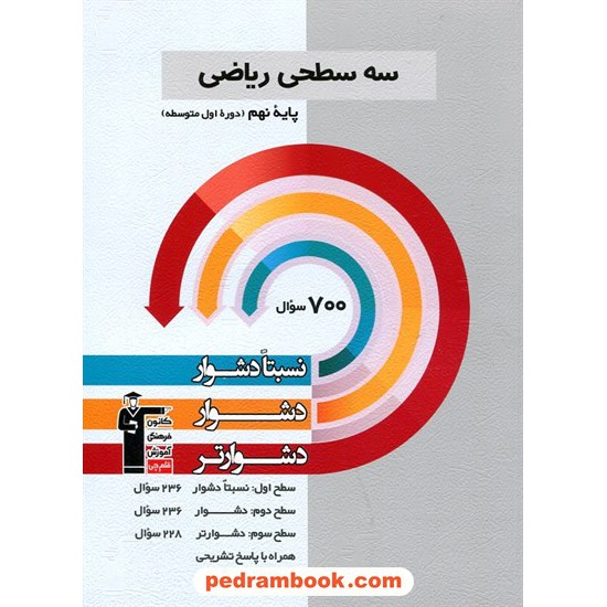 خرید کتاب ریاضی نهم / سه سطحی (نسبتا دشوار دشوار دشوارتر) / کانون کد کتاب در سایت کتاب‌فروشی کتابسرای پدرام: 32043